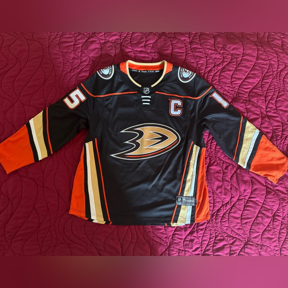 Fanatics Breakaway Anaheim Ducks NHL Hockey Jersey Mens XL Black Orange
